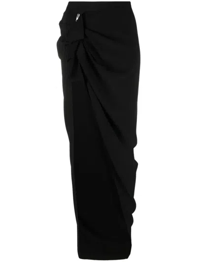 Rick Owens High-rise Asymmetric Maxi Skirt In Black