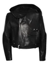 Rick Owens Black Hollywood Hooded Stooges Leather Jacket In Black