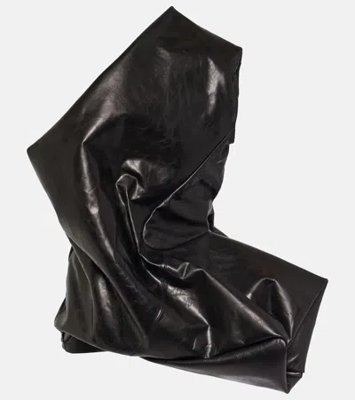 Rick Owens Asymmetric Leather Top In Black