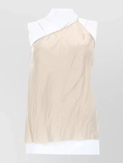 Rick Owens Asymmetric Lightweight Sleeveless Designer Top In Brown