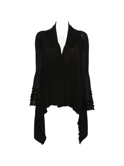 Rick Owens Asymmetric Long-sleeve Cardigan In Black