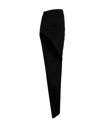 Rick Owens Asymmetric Maxi Skirt In Black