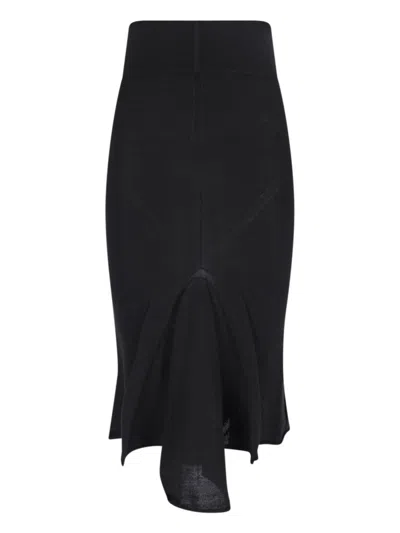 RICK OWENS ASYMMETRIC MIDI SKIRT - BLACK