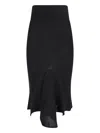 Rick Owens Asymmetrical Midi Skirt In Wool In Black