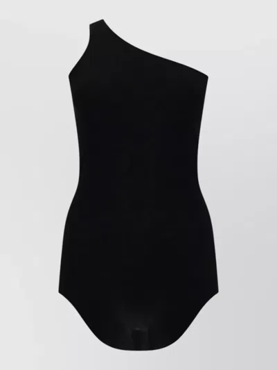 Rick Owens Asymmetric One Shoulder Sleeveless Curved Hem Top In Black