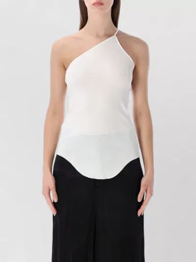 Rick Owens Asymmetric One Shoulder Tank Top In White