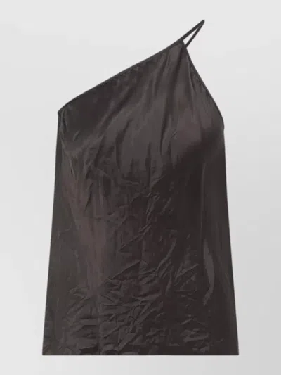 Rick Owens Asymmetric One Shoulder Top Thin Straps In Black