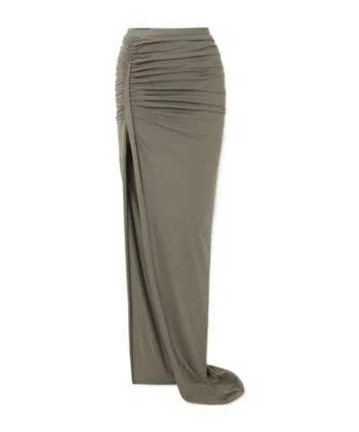 Rick Owens Asymmetric Ruffled Skirt In Green