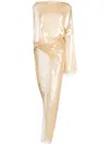 Rick Owens Asymmetric Sequinned Chiffon Maxi Dress In Neutrals