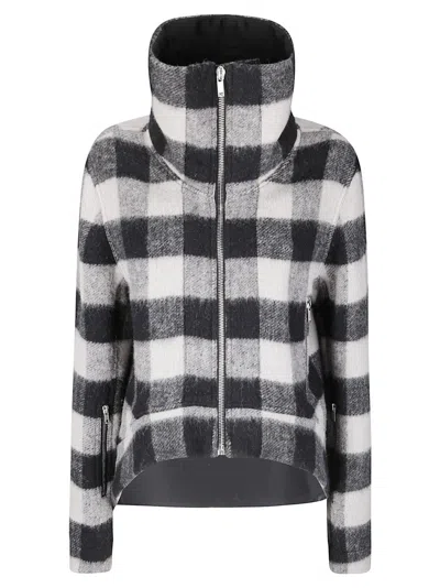 RICK OWENS ASYMMETRIC SHORT WOOL JACKET WITH HIGH COLLAR