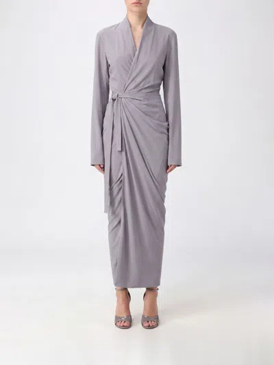 Rick Owens アシンメトリーシルクブレンドドレス In Gray