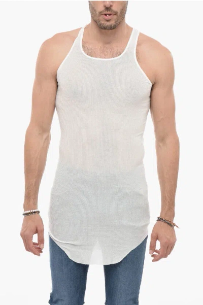 Rick Owens Asymmetric Silk Blend Tank Top In White