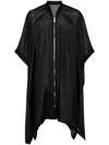 Rick Owens Asymmetric Silk-habotai Coat In Black