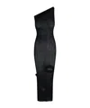 Rick Owens One Shoulder Sheer Midi Dress In Black