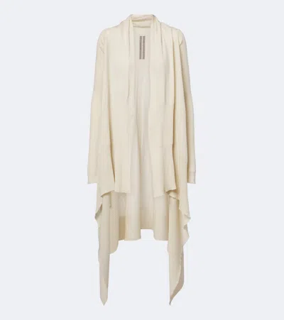 Rick Owens Asymmetric Virgin Wool Cardigan In Neutral