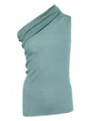 Rick Owens Asymmetric Wool Top In Green