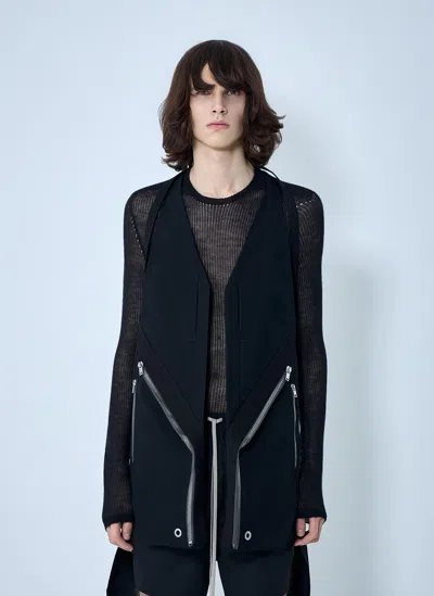Rick Owens Asymmetric Zip Detail Vest In Black