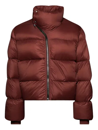 Rick Owens Asymmetric-zip Padded Jacket In Red