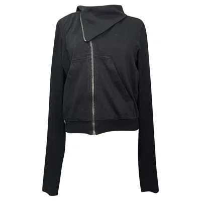 Pre-owned Rick Owens Asymmetric Zip-up Sweatshirt In Black Cotton