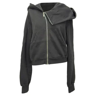 Pre-owned Rick Owens Asymmetric Zip-up Sweatshirt In Black Cotton In Gray