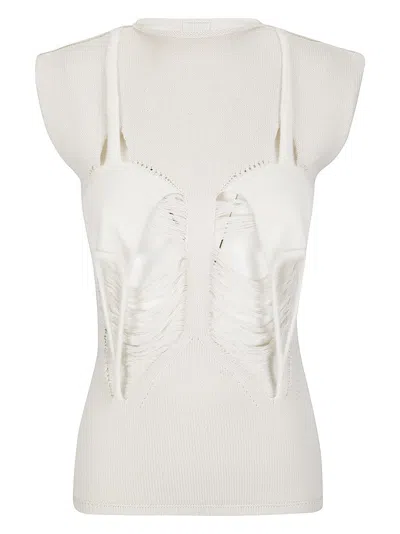 RICK OWENS ASYMMETRICAL BLACK TANK TOP WITH DRAPED FABRIC AND HIGH NECKLINE