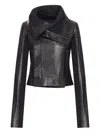 Rick Owens Motorcycle Jacket Asymmetrical Collar In Black