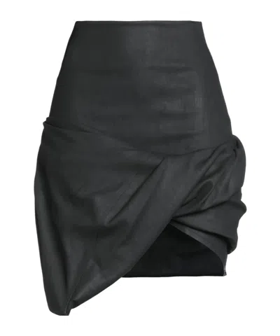 Rick Owens Asymmetrical Denim Skirt In Black