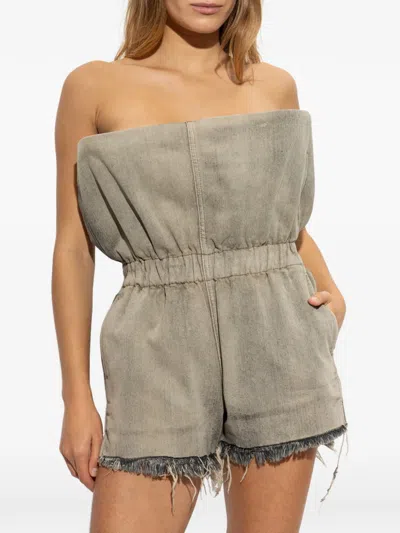 Rick Owens Asymmetrical Frayed Jumpsuit In Gray