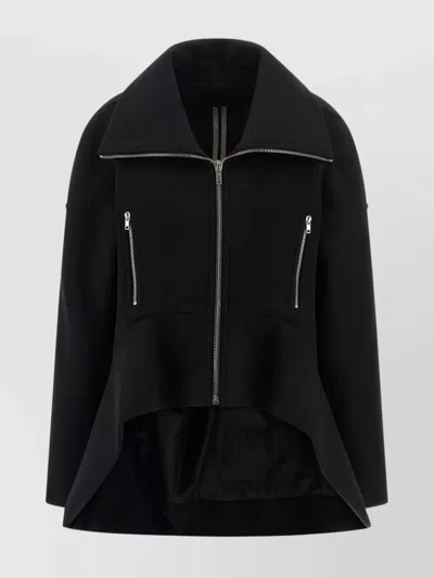RICK OWENS ASYMMETRICAL HEM LONG SLEEVE COAT