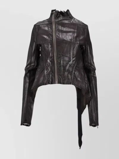 RICK OWENS ASYMMETRICAL HEM LONG SLEEVE JACKET