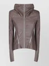Rick Owens Tailored Brown Lamb Leather Jacket With Padded Shoulders In Gray