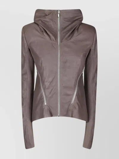 RICK OWENS ASYMMETRICAL HOODED BIKER JACKET