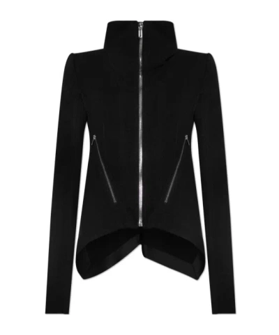 Rick Owens High-neck Zip-front Jacket In Black