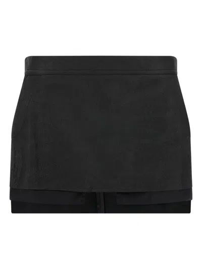 RICK OWENS ASYMMETRICAL LEATHER SKIRT