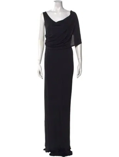 Pre-owned Rick Owens Asymmetrical Long Dress In Black
