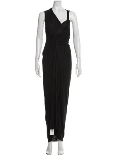 Pre-owned Rick Owens Asymmetrical Long Dress In Black