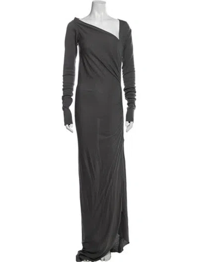 Pre-owned Rick Owens Asymmetrical Long Dress In Grey