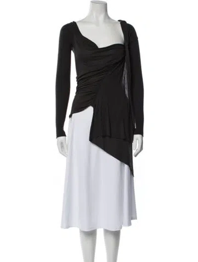 Pre-owned Rick Owens Asymmetrical Long Sleeve Top In Black