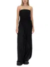 Rick Owens Strapless Asymmetric Virgin Wool Top In Black