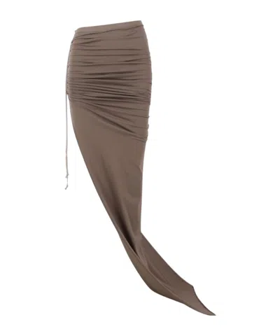 Rick Owens Cotton Edfu Gathered Maxi Skirt In Multi