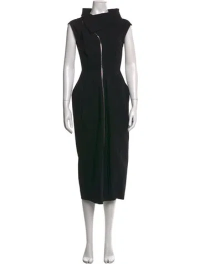 Pre-owned Rick Owens Asymmetrical Midi Length Dress In Black