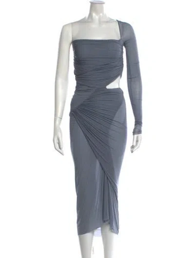 Pre-owned Rick Owens Asymmetrical Midi Length Dress In Gray