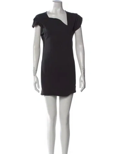 Pre-owned Rick Owens Asymmetrical Mini Dress In Black