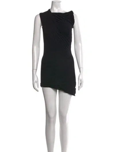 Pre-owned Rick Owens Asymmetrical Mini Dress In Black