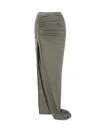 Rick Owens Edfu Asymmetric Ruched Cotton-jersey Maxi Skirt In Gray