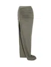 Rick Owens Edfu Asymmetric Ruched Cotton-jersey Maxi Skirt In Gray