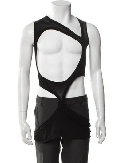 Pre-owned Rick Owens Asymmetrical Neckline Sleeveless T-shirt In Black