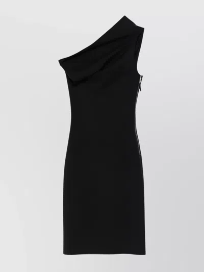 RICK OWENS ASYMMETRICAL ONE SHOULDER FITTED DRESS