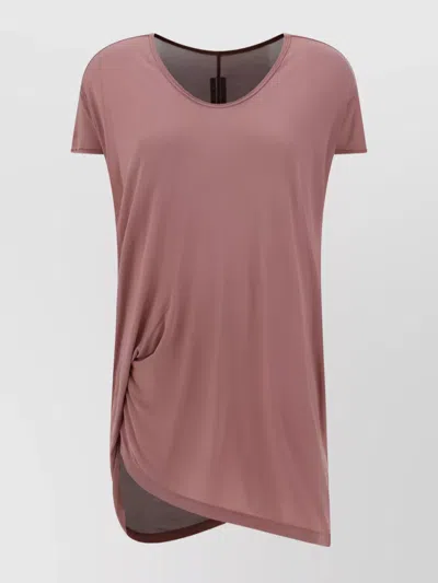 Rick Owens Asymmetrical Oversize V-neck T-shirt In Pink