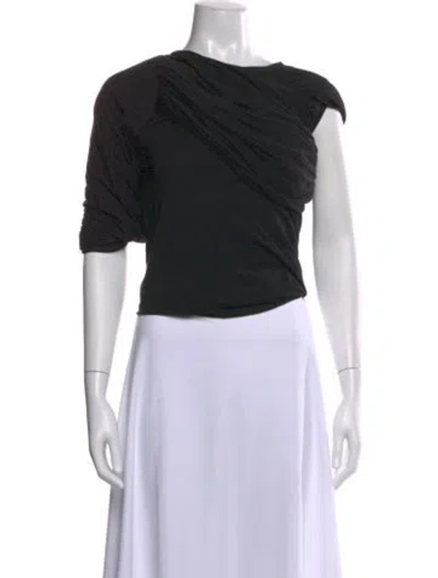 Pre-owned Rick Owens Asymmetrical Short Sleeve Top In Gray